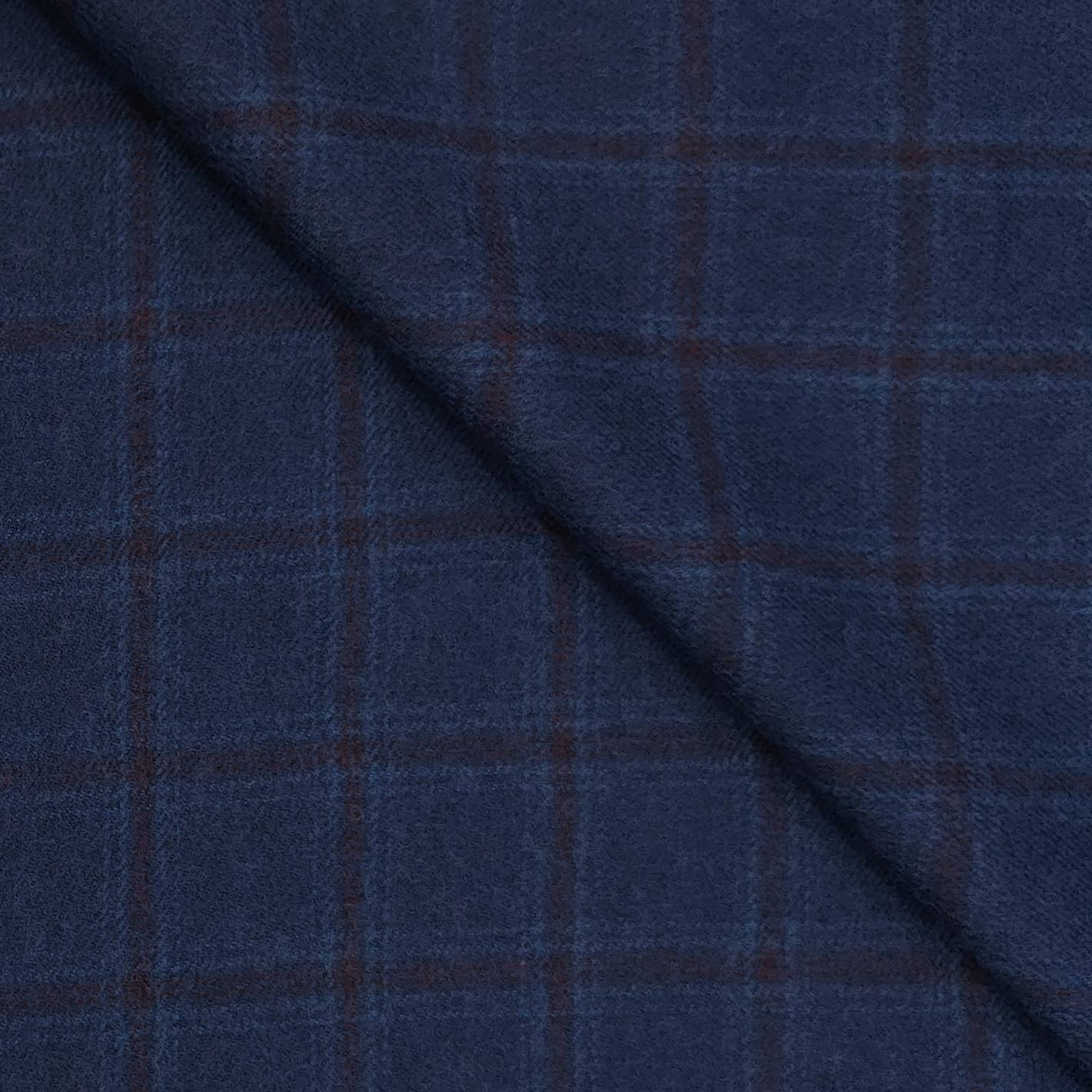 Tweed Blazer Fabric OCM 100% Wool Check Colour Beryy Blue